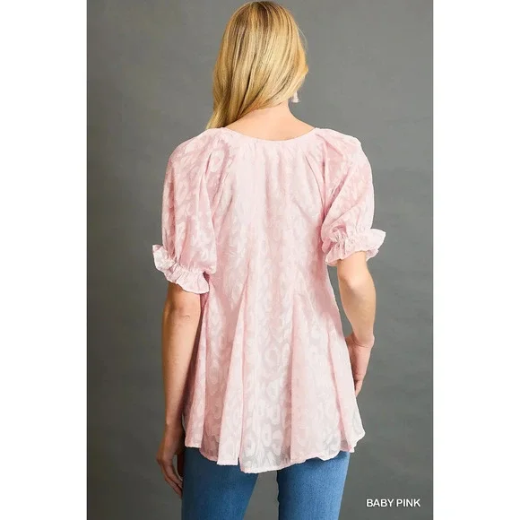 AO594 BP Umgee Leopard Print V-Neck Blouse Various Sizes - Picture 5 of 5